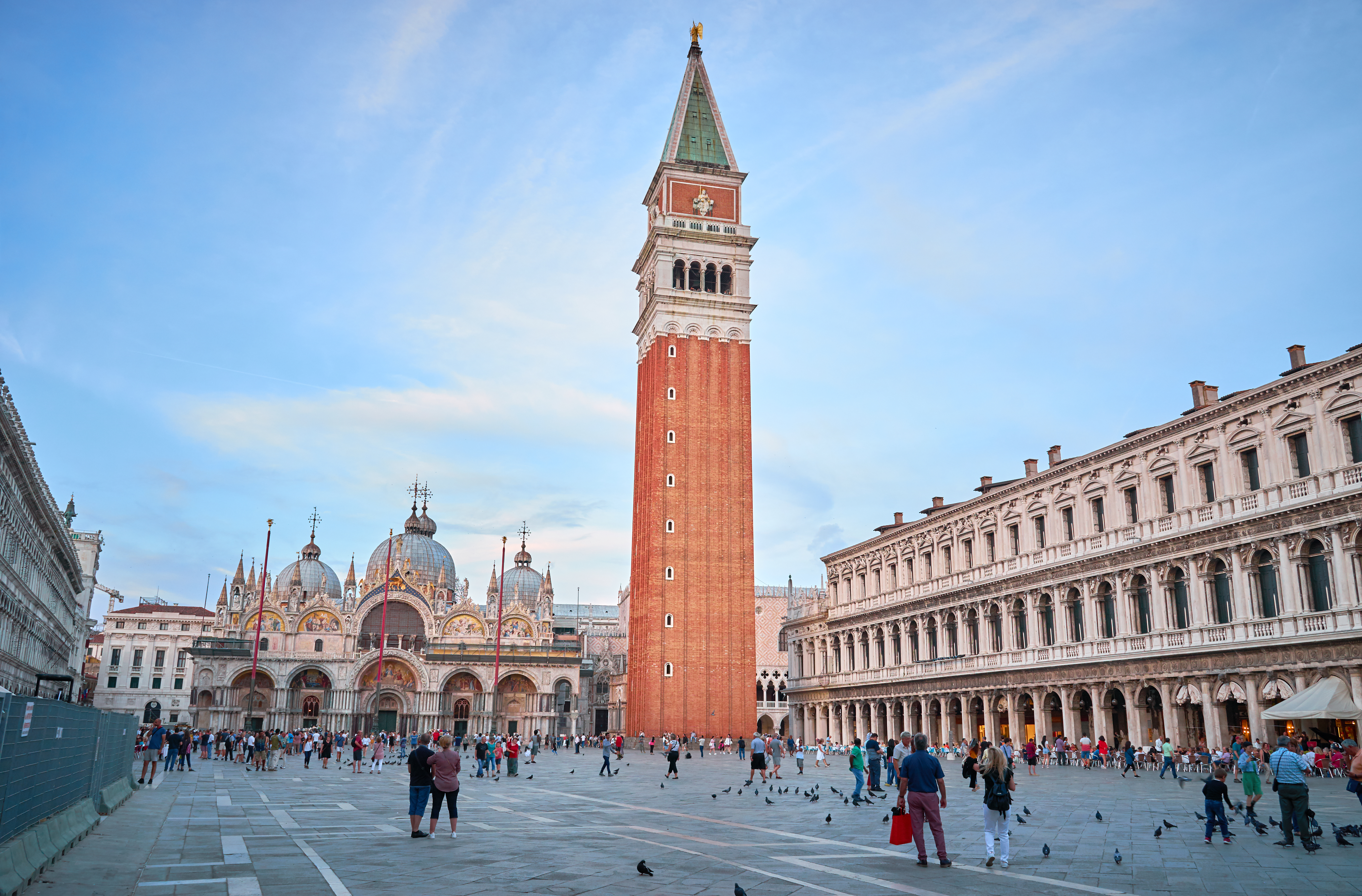 St. Mark's Square with Campanile at Sunset in Venice in Italy